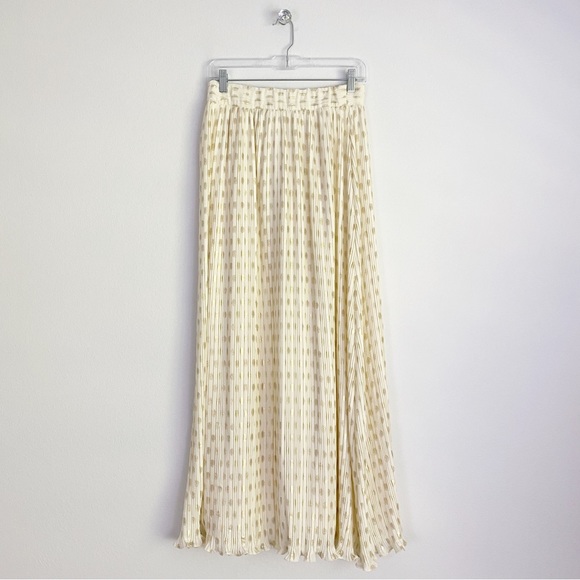 Express Rachel Zoe High Waisted Metallic Gold Dot Pleated Maxi Skirt S (4/6) - Picture 8 of 11